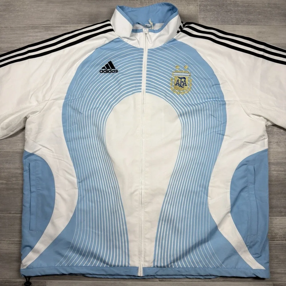 Adidas Argentina Soccer Logo Team Retro 2006 Top White Track Men's Large Jacket